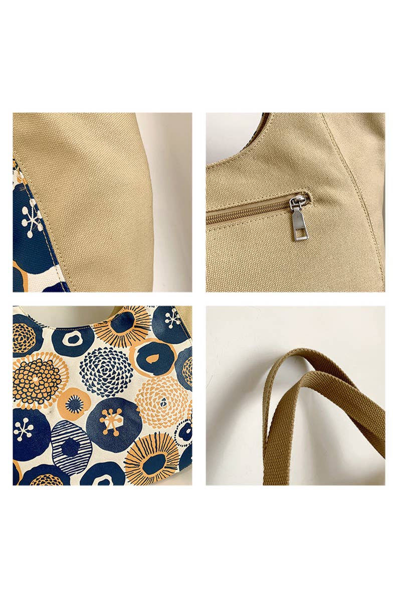 ACCITY - Wholesale Shoulder Bag - Women's - MODERN PATTERNED CASUAL CANVAS SHOULDER BAG_CWAB05115