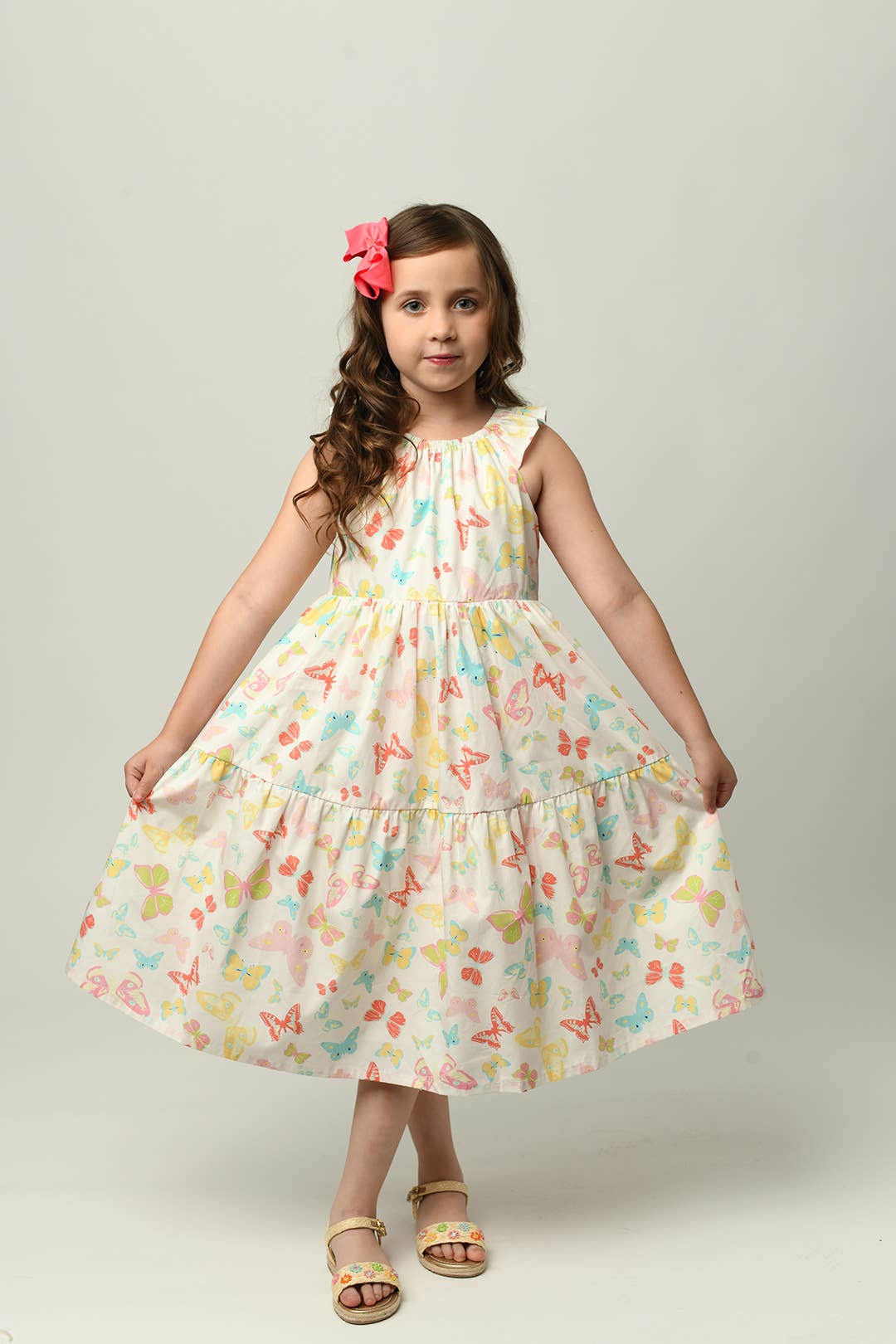 Minna - Wholesale Dress - Kids - Tiered Twirl Dress - Butterfly Ballet Petal Pastels3
