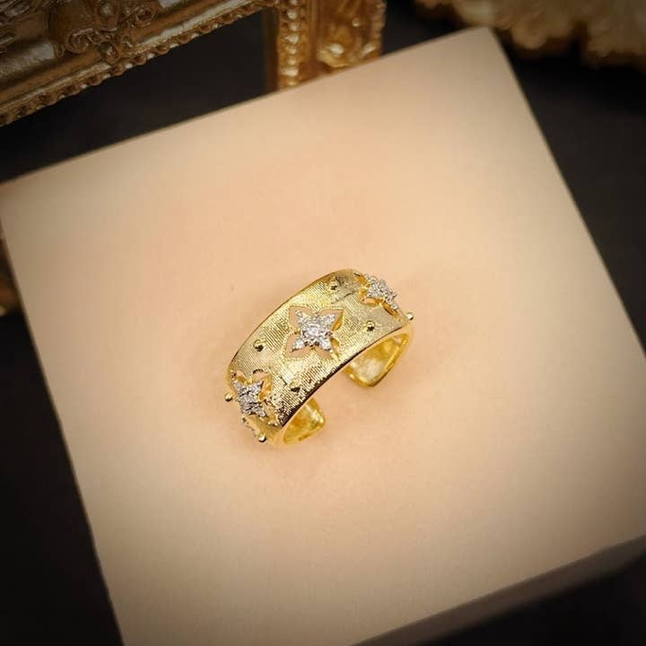 Italian Inspired Satin Finish Multi-Stone Ring for wholesale by Diamond Veneer Travel Jewelry