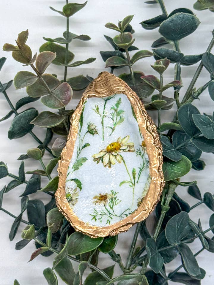 Daisies Oyster Trinket Dish for wholesale by Alison Brooke Designs
