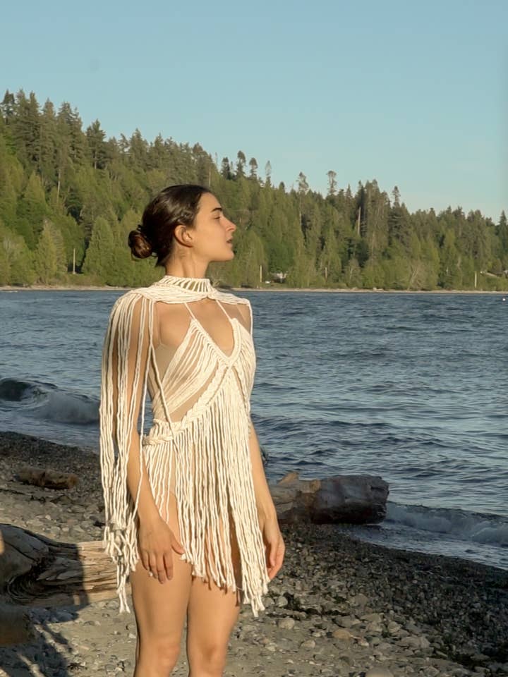 AstraWander – wholesale Swim cover-up – Women’s – Red Aphrodite Macrame Dress4