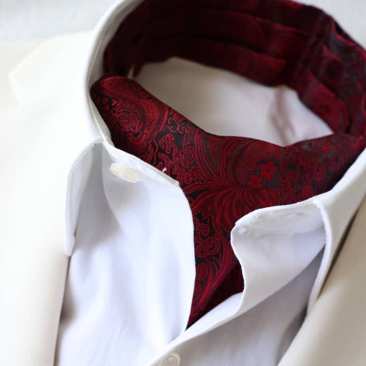 Tie Mood - Wholesale Stropdas - Heren - Bordeauxrode Paisley Ascot stropdas