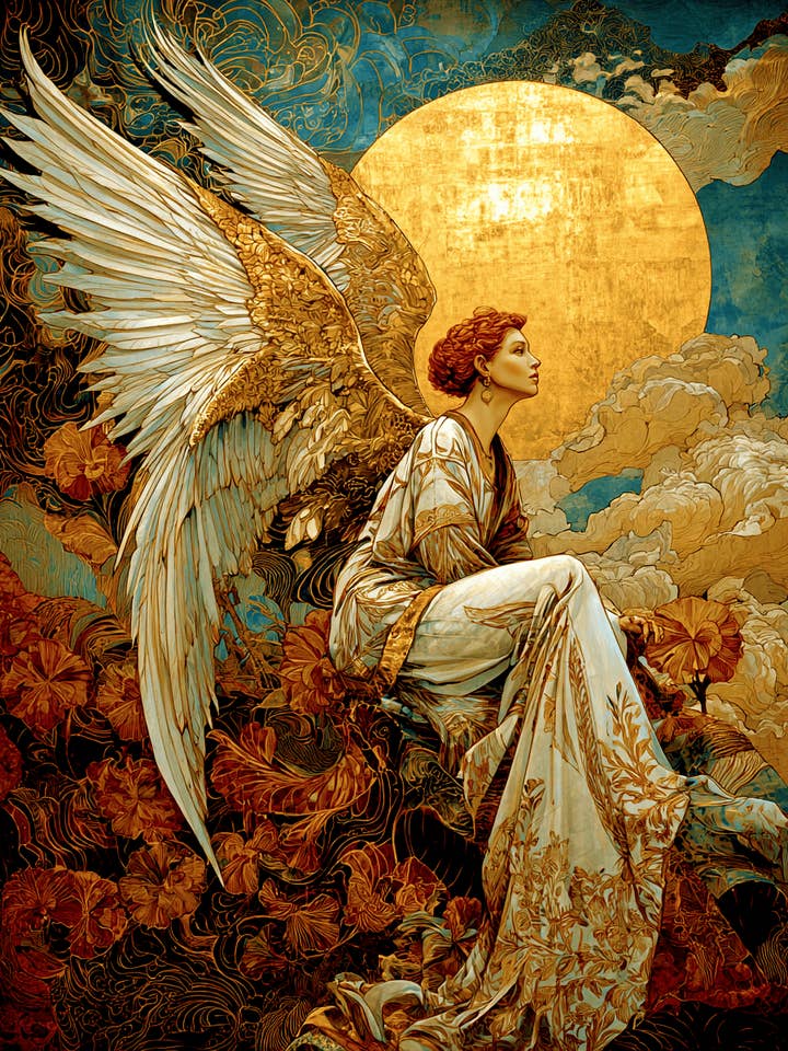 Angel on High Art Print - 8"x10" Artwork for wholesale by Mowbi