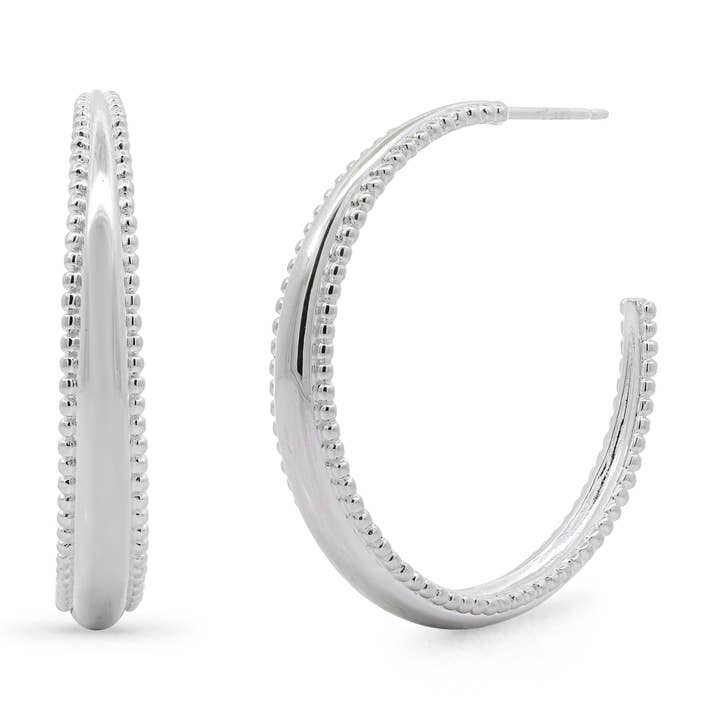 Dotted Edge Hoop Earrings (LB 4485) for wholesale by Boma Jewelry