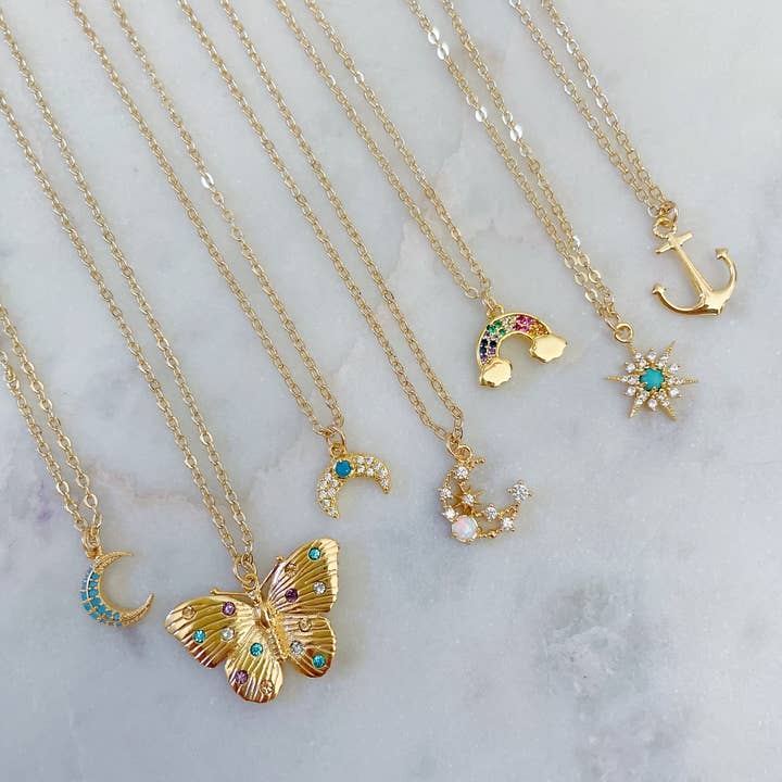 Gold Layering Necklace, Dainty Minimalist Jewelry, Butterfly for wholesale by Laalee Jewelry