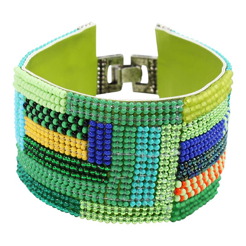 Erik & Mike - Vente Bracelet de perles - Graines perle courtepointe Rayures Bracelet dans les couleurs froides0