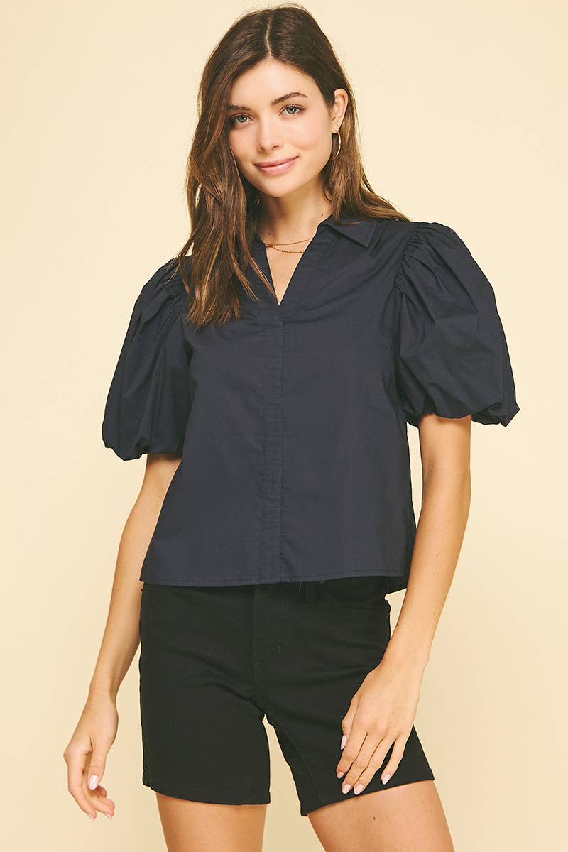 PINCH - Wholesale Blouse - Women's - BUBBLE SLEEVE BLOUSE TOP - 5707TB38