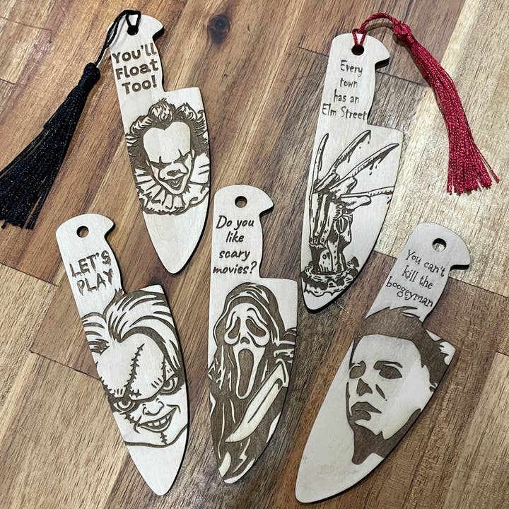 Segnalibri Spaventosi - Set di 5 Segnalibri per la vendita all'ingrosso da parte di Oak And Iron Engraving