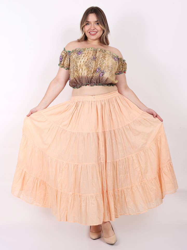 Wevez - Wholesale Skirt - Women's - Women's 8 Yard Solid Belly Cotton Fabric Casual long Skirts12