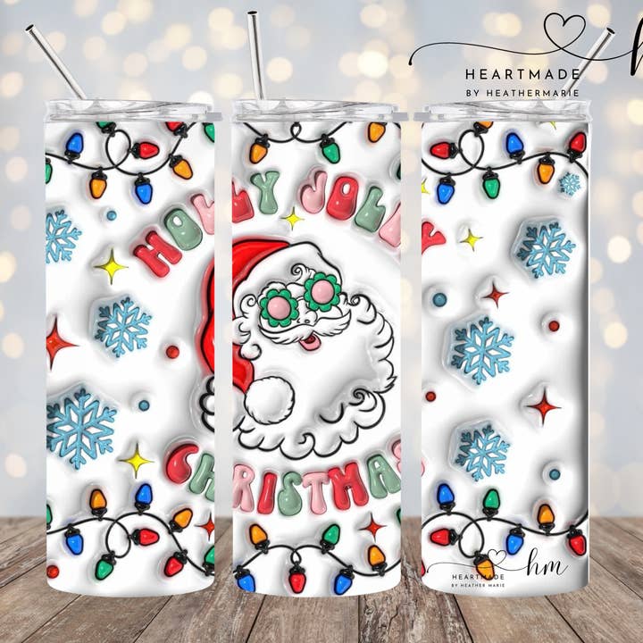 Holly Jolly Christmas 3D Tumblers for wholesale by Heartmade By Heather Marie, LLC