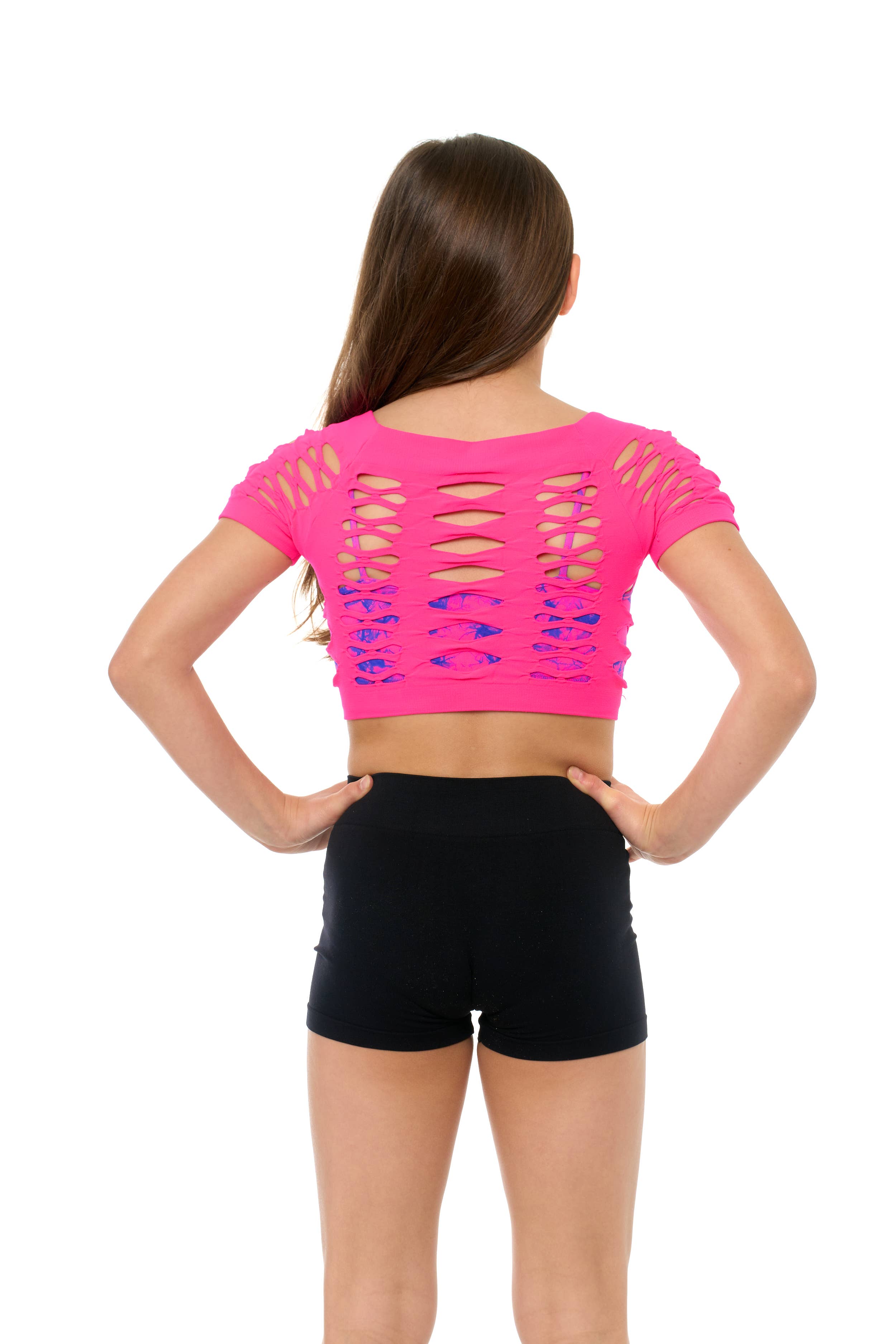 Malibu Sugar - Wholesale Tank Top - Kids - Malibu Mesh Crop Top for Dance Girls (8-14) One Size8