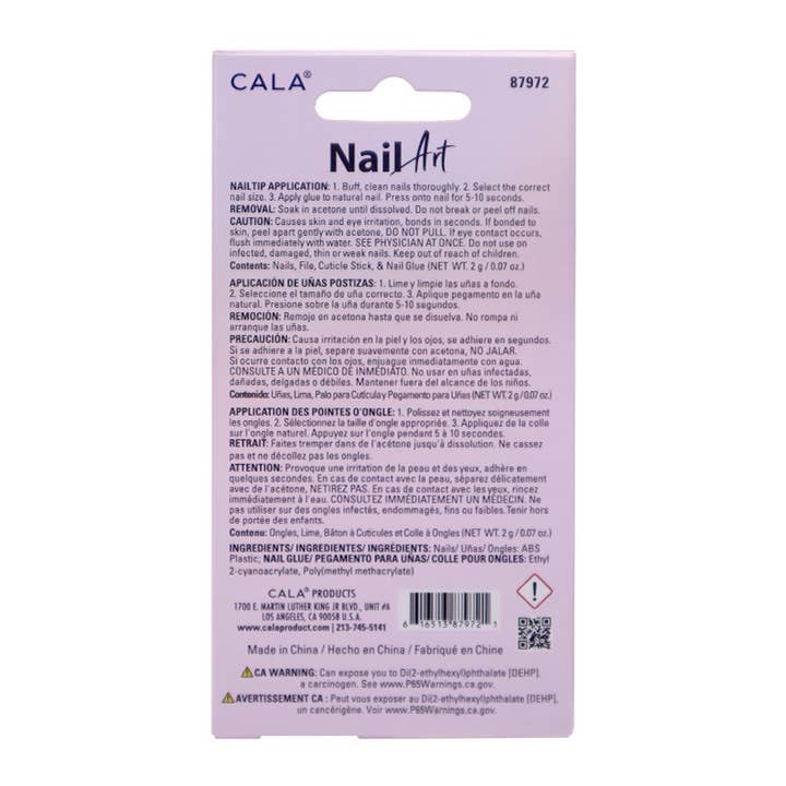 PINEAPPLE Beauty - Wholesale Press-On/Fake Nails - CALA 87972 Nail Art Lavender Marble 32pc Press on Nail - 6 3