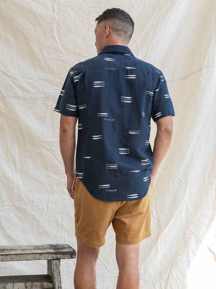 Harbor Slim Shirt / Navy Pacific Herring for wholesale on Faire