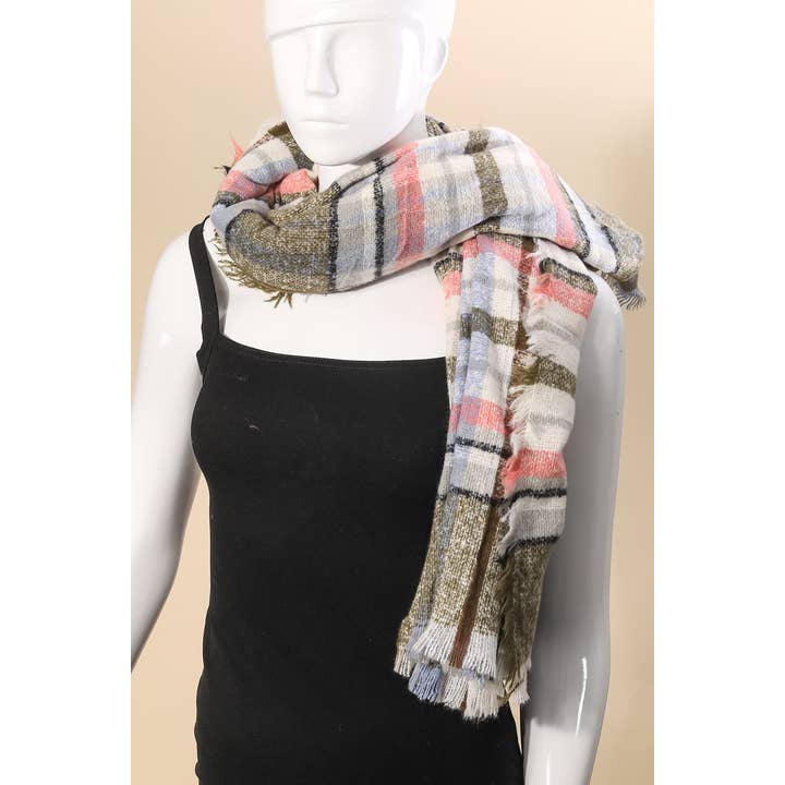 Anarchy Street - Wholesale Scarf - Women's - Plaid Checkered Pattern Oblong Scarf3