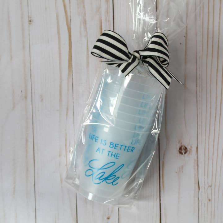 Birdie Mae Designs - Wholesale Disposable Cup - Life is Better At The Lake | Frosted Acrylic 16oz Set of 84