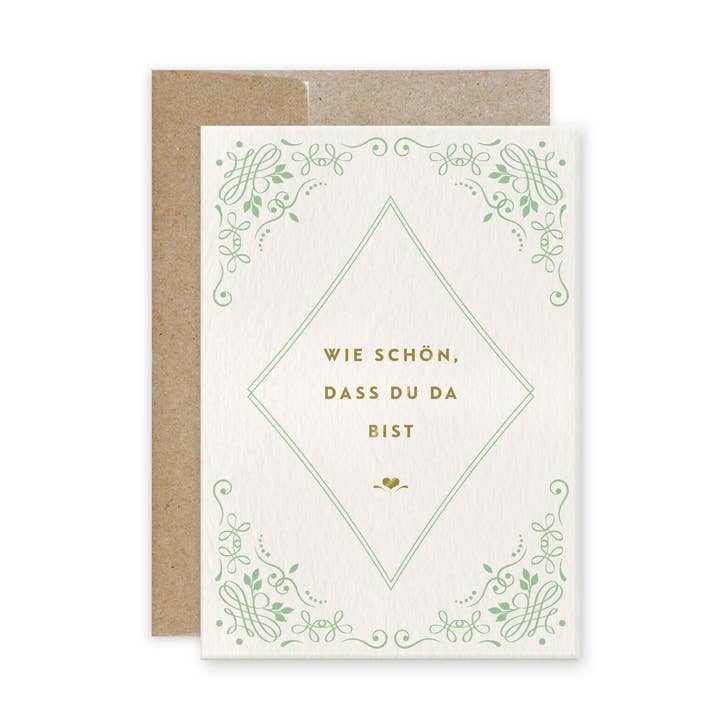 Congratulations card for birth, birthday card, gold for wholesale by Heimatformat