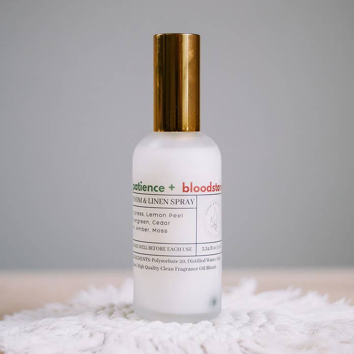 Patience + Bloodstone Room & Linen Spray for wholesale by Spark & Stone Co