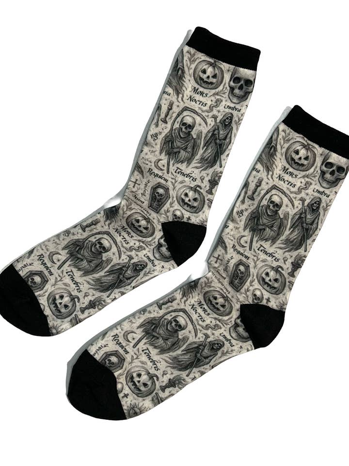 Novelty Socks - Memento Mori for wholesale by Witchwood Bags