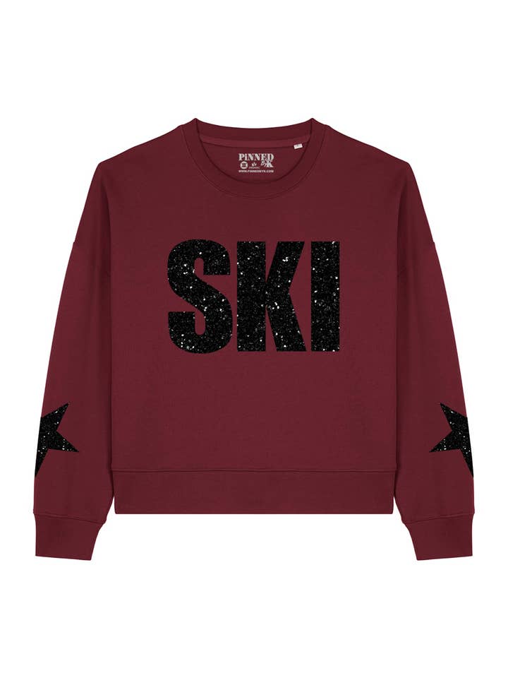Maglione Boxy Ski Nero Glitter per la vendita all'ingrosso da parte di PINNED by K