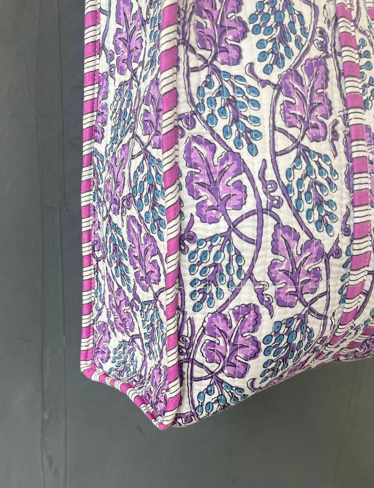 Bhawana Handicrafts - Vente Sacs de course/à provisions - Sac fourre-tout en coton indien fleuri fait main pour le shopping et les voyages2