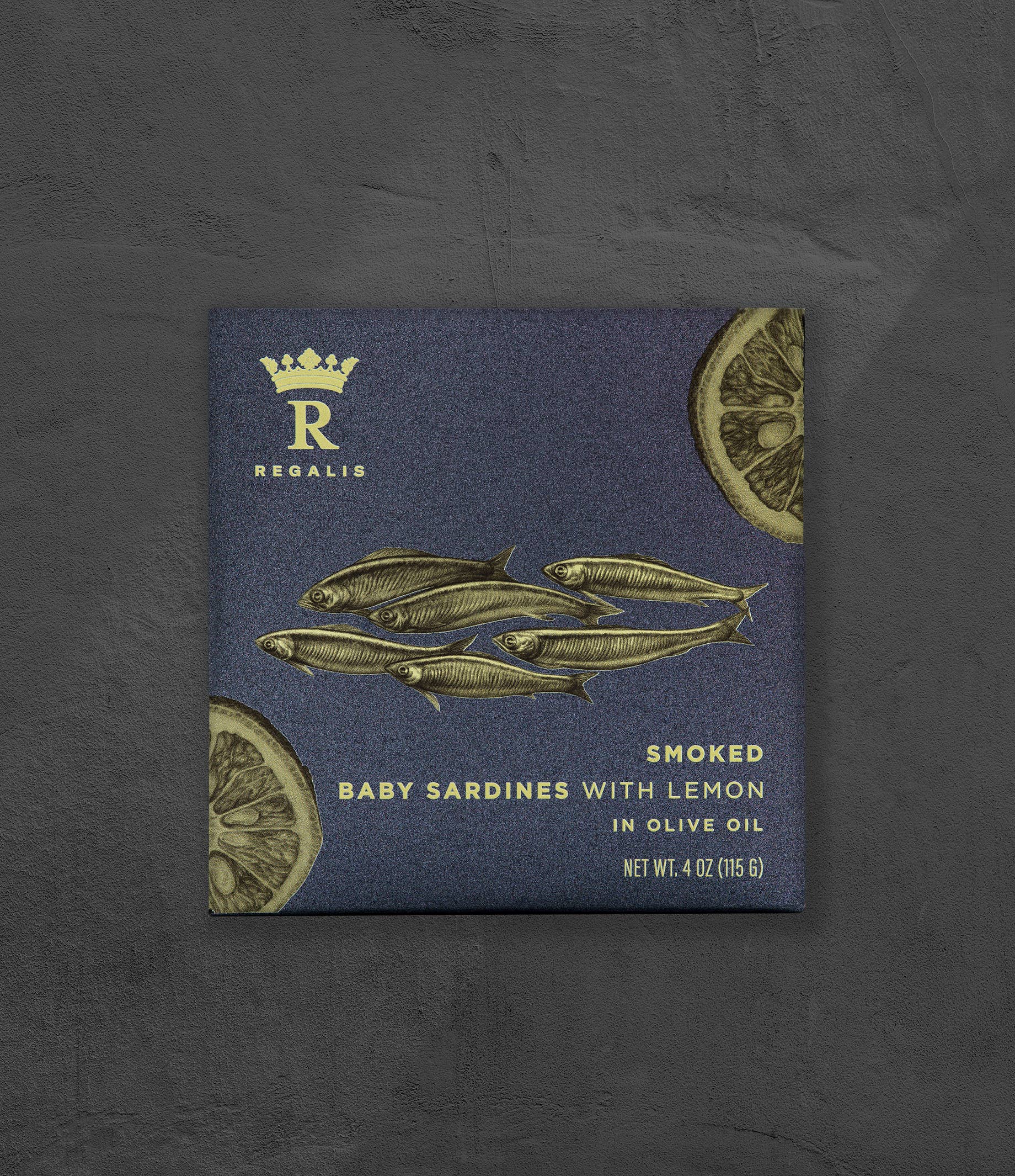 Regalis Foods - Wholesale Tinned Fish - Regalis Conservas, Smoked Petit Sardines w/ Lemon, 12/115g