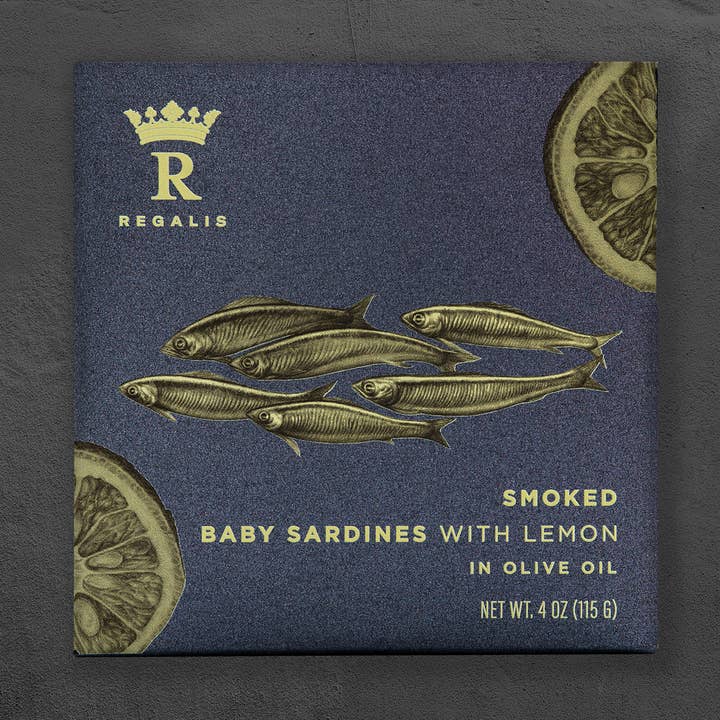 Regalis Foods - Wholesale Tinned Fish - Regalis Conservas, Smoked Petit Sardines w/ Lemon, 12/115g0
