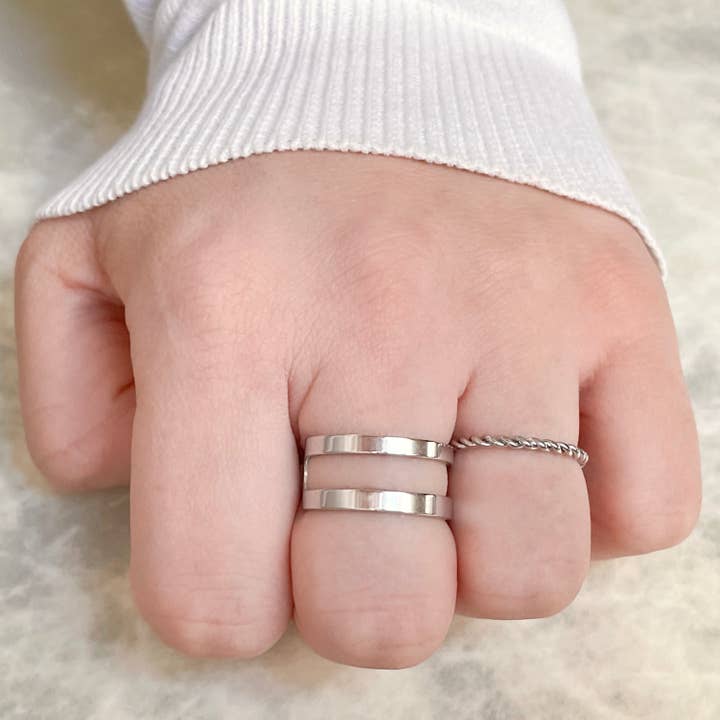 Blueyejewelry – Engroshandel Båndring – Guldbelagt Ring - Anløbningsfri Åben Dobbeltbåndsring5