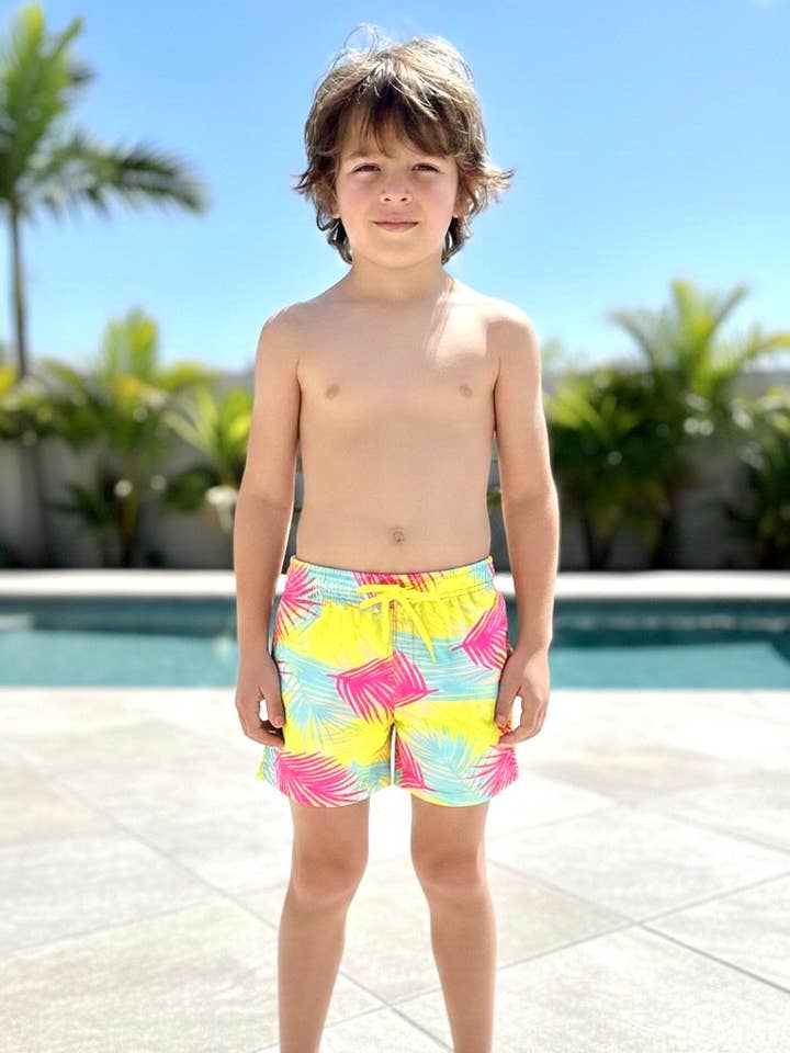 Boy's Swim Short-BP285_ Multi Palms for wholesale by MARINA WEST SWIM