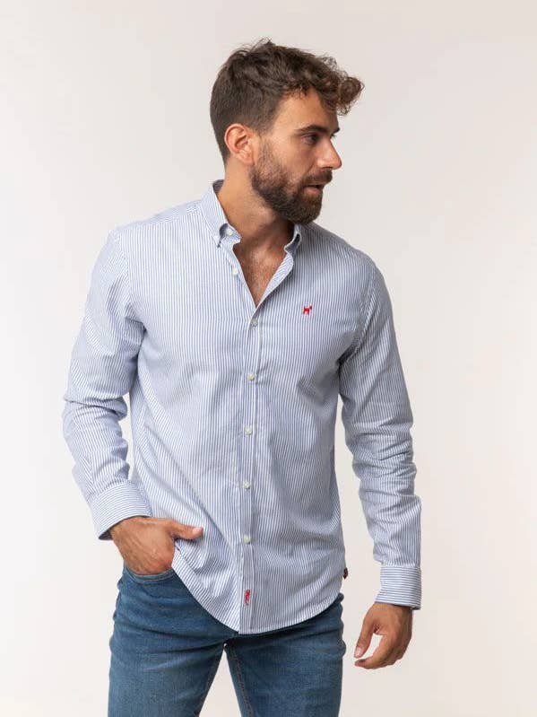 STRIPED OXFORD NAVY SLIM FIT SHIRT for wholesale by williot