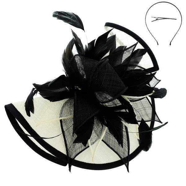 anbfashion - Vente Chapeau bibi – femme - Bandeau et pince fascinateur bicolores pliés1