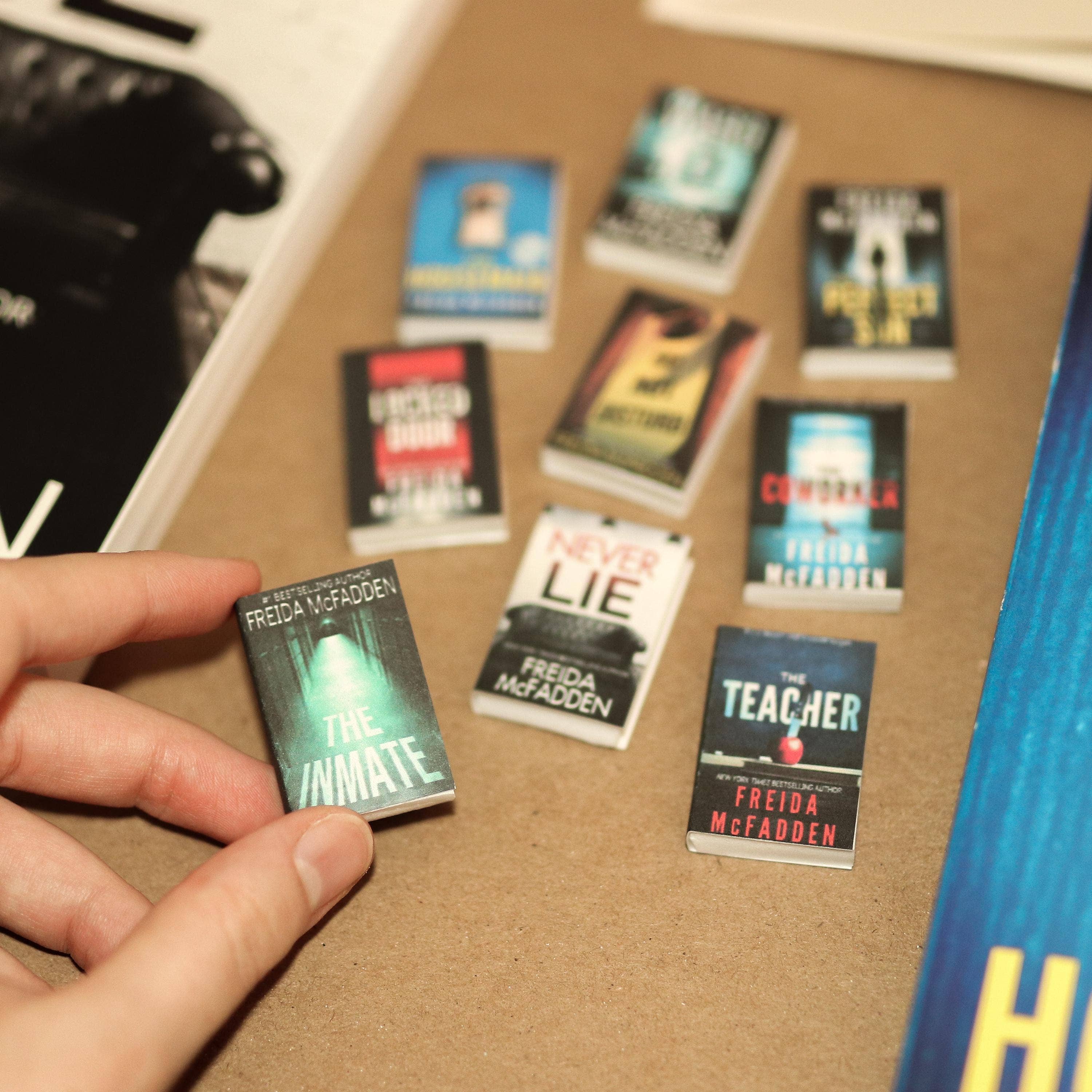 The Sticker Shop - Venta al por mayor Figura decorativa - Juego de libros de thriller y misterio de Freida McFadden en miniatura hechos a mano0