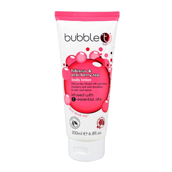 Pink Bubble-T Hibiscus & Acai Berry Body Lotion for wholesale on Faire