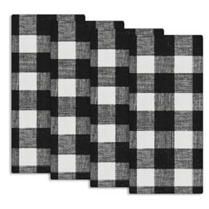 Black Checked Farmhouse Kitchen Towels, Set of 4