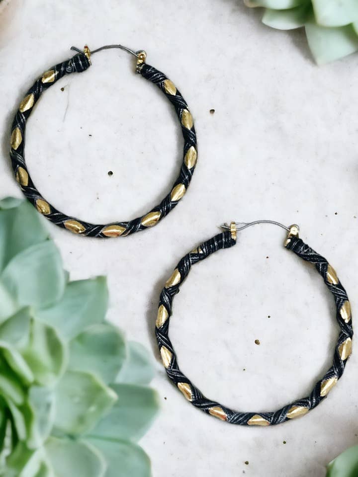 2" Leather Hoop Earrings for wholesale by Magnolia & Peach Jewelry Boutique, LLC