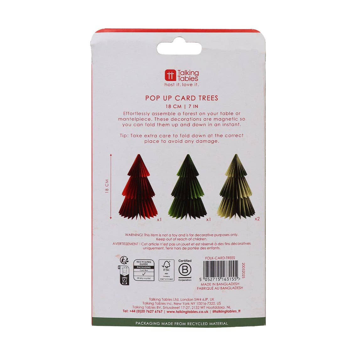 Talking Tables USA - Wholesale Christmas Decoration - Honeycomb Tree Decorations - 4 Pack | Christmas Decor |3