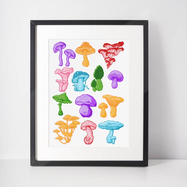 Mushrooms Print A4 for wholesale by Betty Ratbag