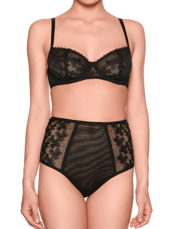 Miss Nathalie Black Lace Balcony Bra for wholesale by Viola Sky