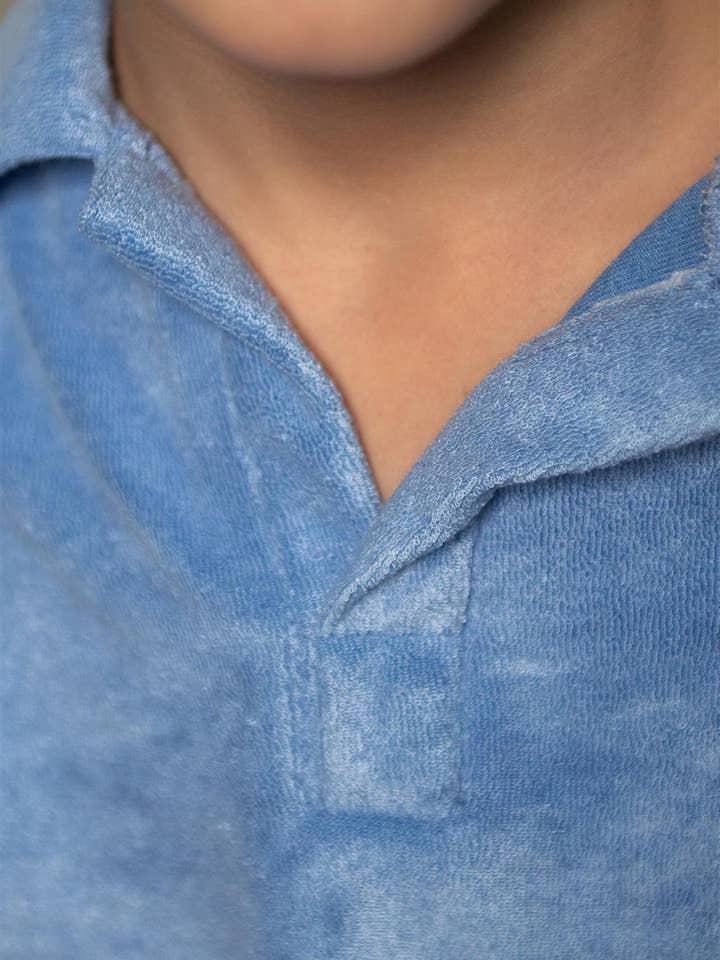 Blauw Grijs Badstof Polo voor wholesale door My Day My Dream