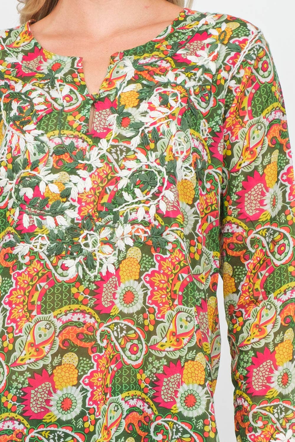 Raj Trading & Imports (USA) Inc. - Wholesale Tunic - Women's - Hailey Olive Printed Embroidered Tunic3