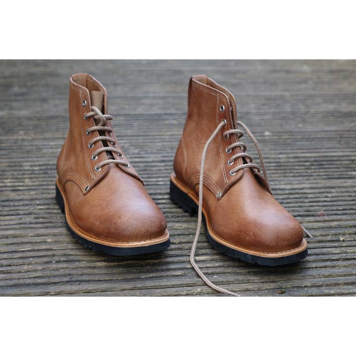 Estrela Leather Lace-Up Boots - Natural for wholesale by By The Mountain - Portuguese Handmade Footwear