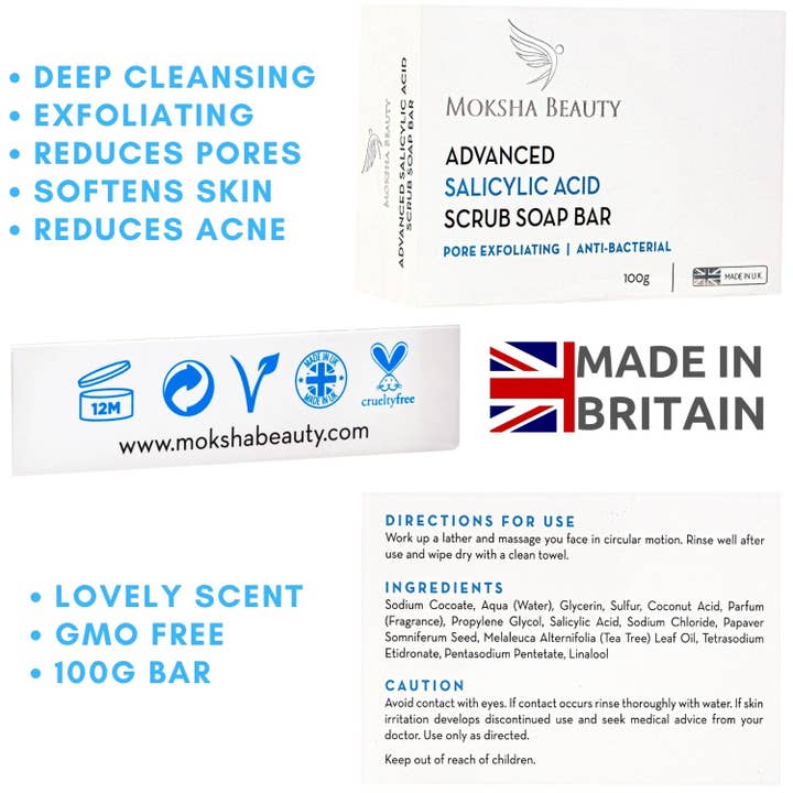 Moksha Beauty - Wholesale Gezichtsreiniger - Salicylzuur gezichtszeep, acnezeep, scrub, 100 g x 135 stuks2