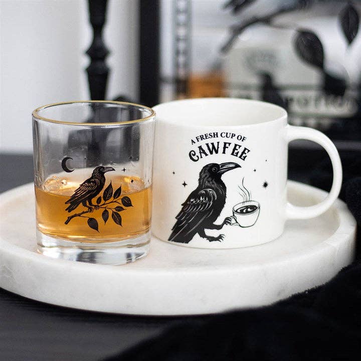 Something Different Wholesale - Venta al por mayor Vaso/copa - Vaso de Cristal Gótico con Cuervo Posado