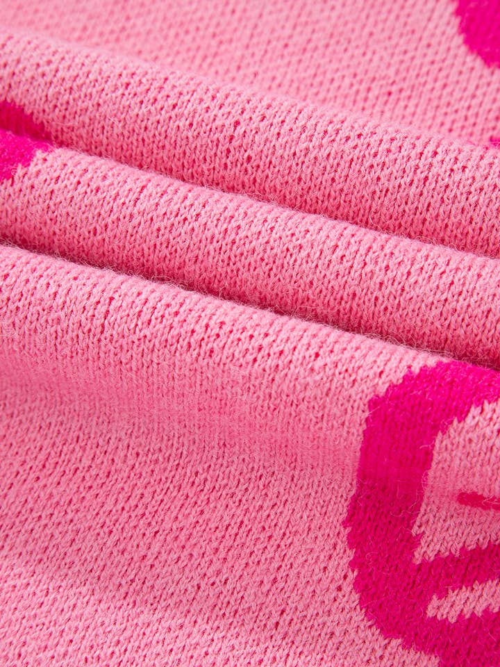 As shown Pink Valentine Bowknot Graphic Knit Sweater | S-XL for wholesale on Faire