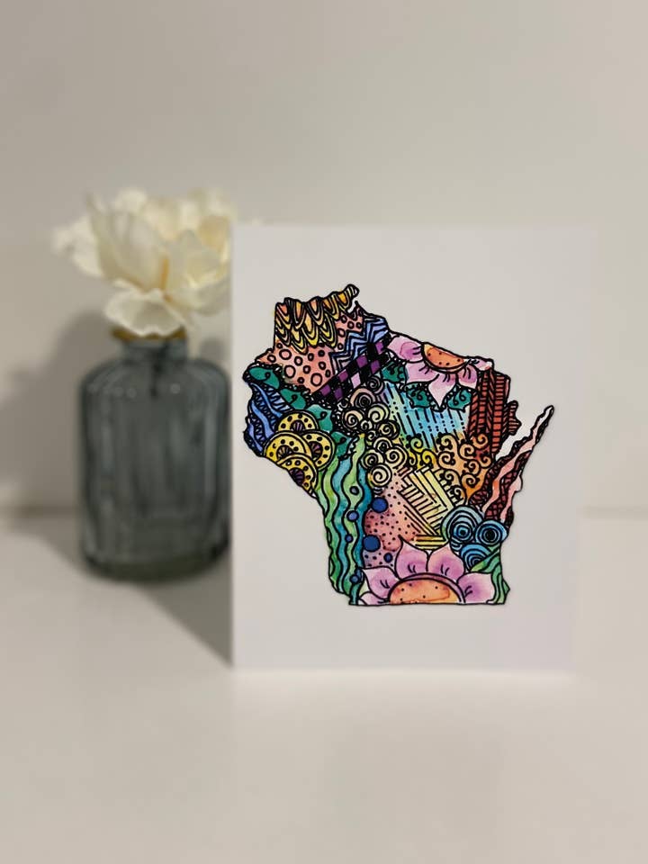 Série Wisconsin - Zentangle Wisconsin pour la vente par Ink + Splash