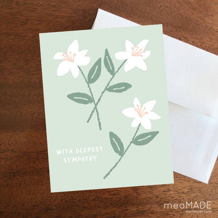 meoMADE - Wholesale Sympathy Card - Green Lily Sympathy Greeting Card2