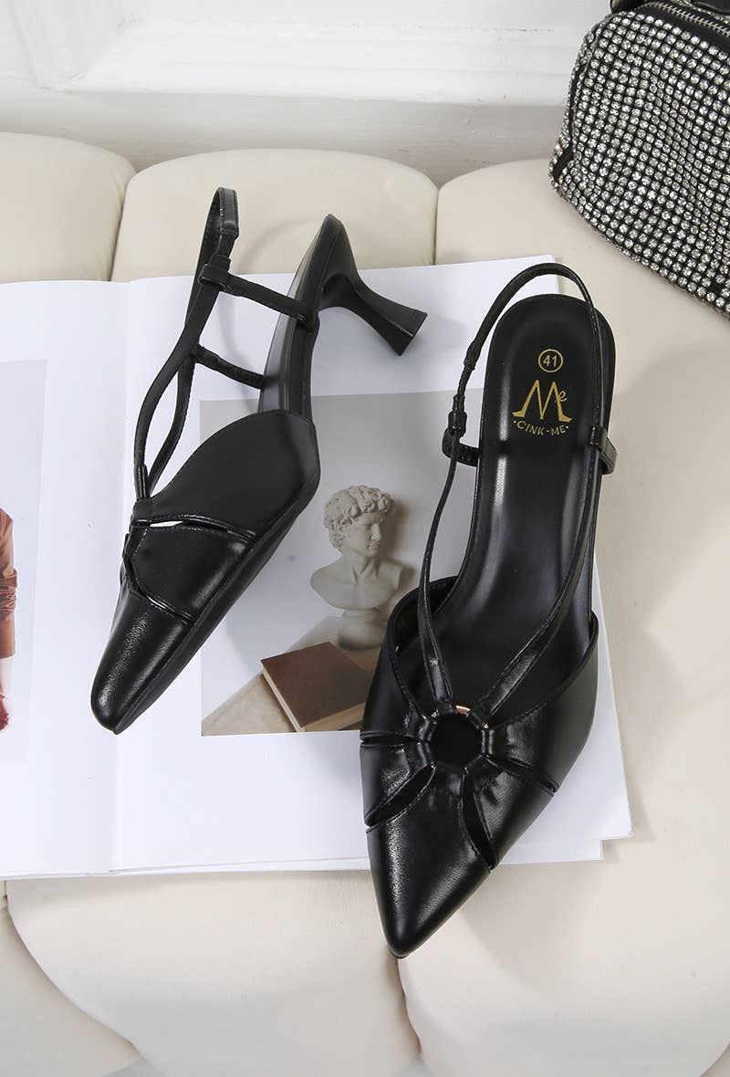 BELLICY / Cink-me - Wholesale Low Heels - Women's - DMF99F-19, Slingback pumps in faux leather with pointed toe and ta1