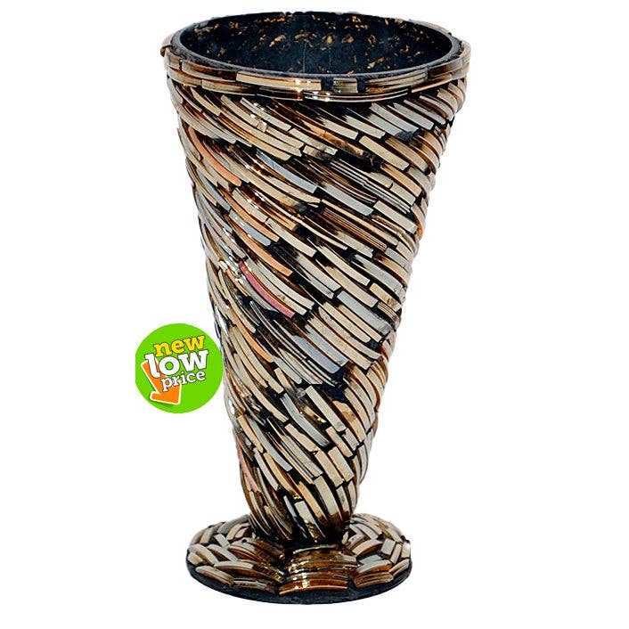 Will's Company - Wholesale Vase - Glass Bangle Mosaic Vase - Gold or Multi Colored, 7"0