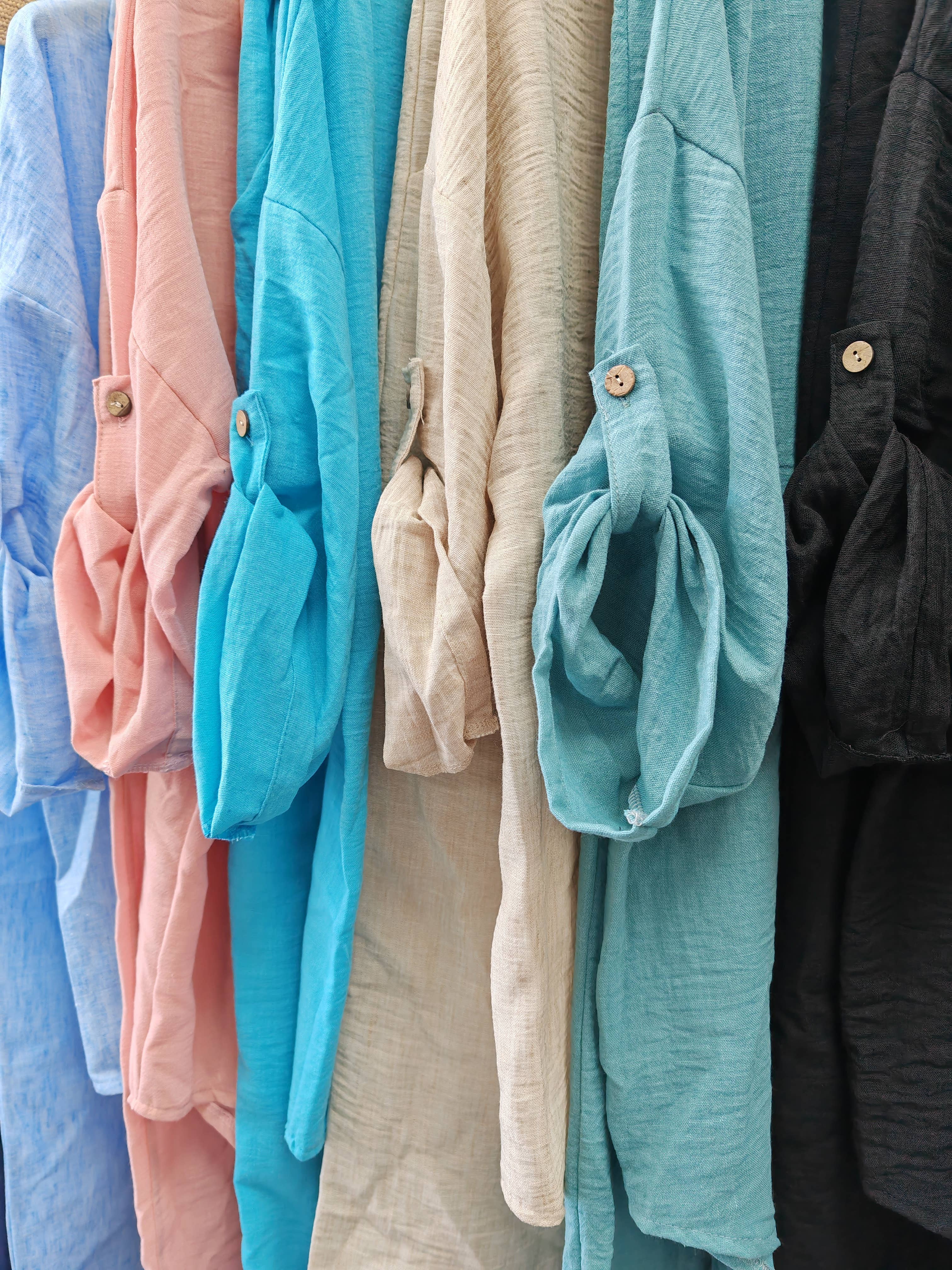 Superbia – Conjunto de top e calça (roupa NÃO Casual) - Mulher por atacado – Conjunto casual italiano tamanho único com camisa de botões completos e calça19