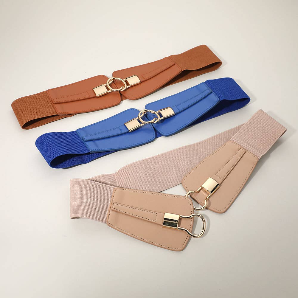 Sensibling Corp. - Venta al por mayor Cinturón - Mujer - Cinturón ancho elástico con hebilla metálica y detalle de cuero sintético19