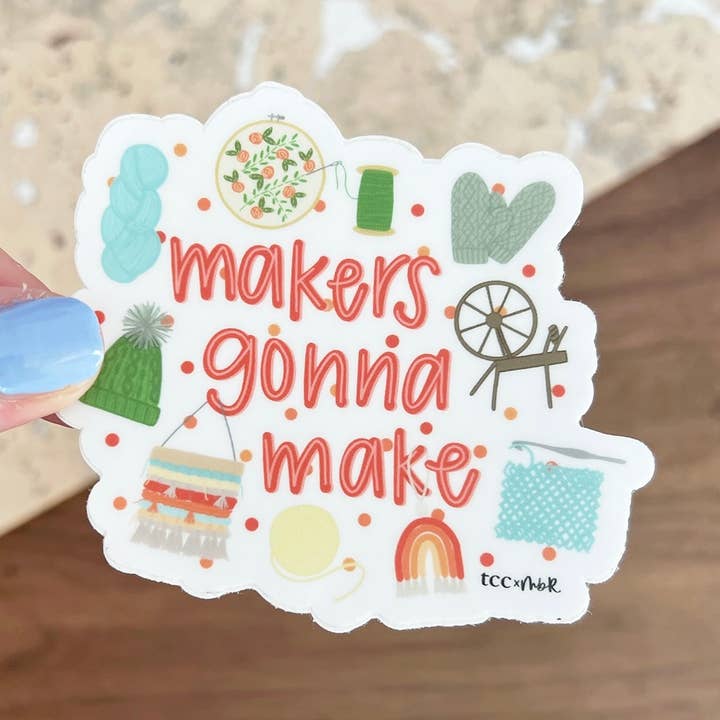 Lemon Press Studio - Wholesale Sticker - Makers Gonna Make - fiber art vinyl sticker0